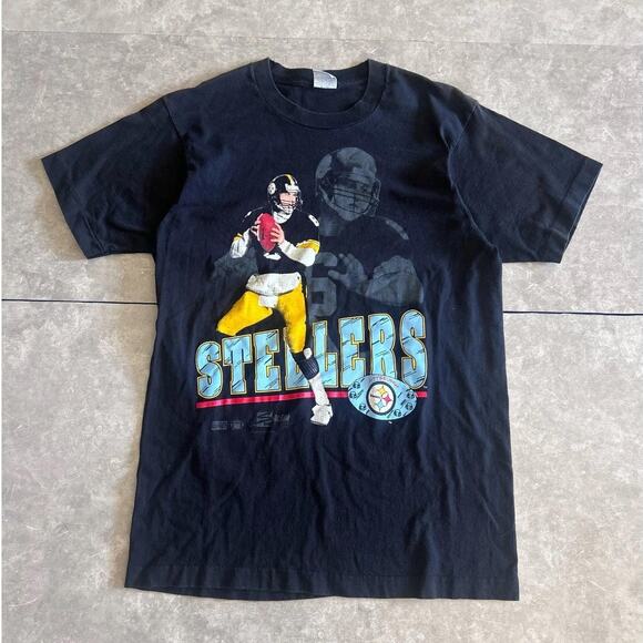 Vintage Other - 90s Vintage Pittsburgh Steelers Bubby Brister Salem Black T Shirt Size L